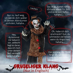 Outsunny Dekoracja Halloween Horror Clown ze specjalnymi efektami i dźwiękiem 100 cm x 18 cm x 153 cm