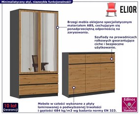 Industrialny zestaw komoda i szafa antracyt + dąb artisan - Herla
