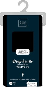 Czarne bawełniane prześcieradło z gumką 90x190 cm Lina – douceur d'intérieur