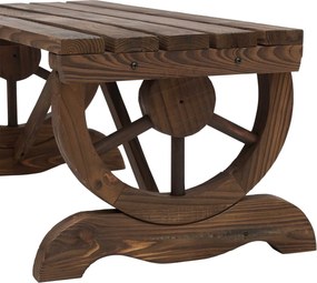 Outsunny Ławka ogrodowa ławeczka mebel ogrodowy ławka rustykalna lite drewno kolor brązowy 105x50x53cm | Aosom PL