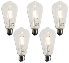 Zestaw 5 żarówek LED E27 Filament ST64 Przezroczyste 4W 470 lm 2700K