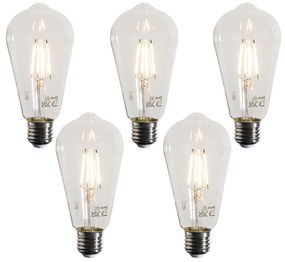 Zestaw 5 żarówek LED Filament E27 ST64 Przezroczyste 4W 470 lm 2700K