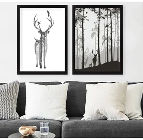 Obrazy zestaw 2 szt. 34x44 cm Deer – Wallity