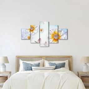 Obraz - Kompozycja z kwiatami i motylami (125x70 cm)
