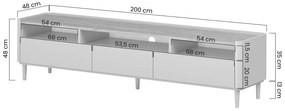 Szafka RTV Elivo 200 cm na nóżkach - eukaliptus / dąb baltic dune