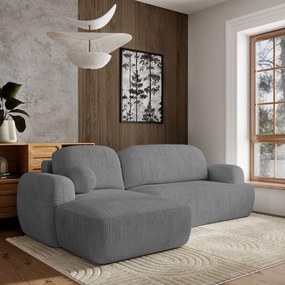 Masseno Narożnik MODENZA z funkcją spania i pojemnikiem na pościel Narozniki L, Rozkładana sofa - Szary, POSO 60