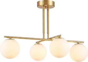 HOMCOM Nowoczesna lampa wisząca z 4 kulistymi kloszami, regulowana wysokość i obrót 350°, Biały | Aosom PL