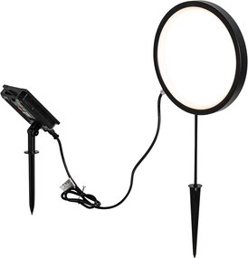 Zestaw 2 czarnych lamp na szpikulec 50 cm z wbudowanym akumulatorem LED i panelem słonecznym IP65 - Adalind