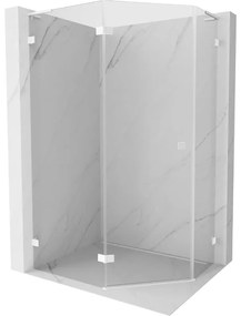 Mexen Lunar L kabina prysznicowa pięciokątna uchylna lewa 100 x 80 cm, transparent, biała - 831L-100L-080P-20-00-L
