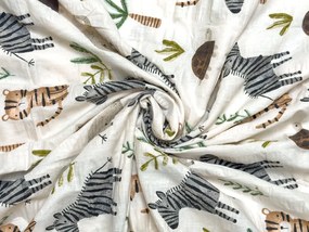 PrzytulneMieszkanie.pl PrzytulneMieszkanie.pl Pościel krepa do łóżeczka Renforcé JUNGARI kremowa Rozmiar pościeli: 45 x 65 cm | 90 x 140 cm