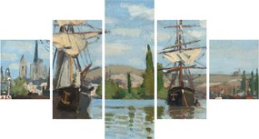 Obraz - Claude Monet, Ships Riding on the Seine at Rouen, reprodukcje (125x70 cm)