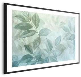 Plakat Miętowe liście 42x29,7 cm z ramą czarną z marginesem ARTGEIST B