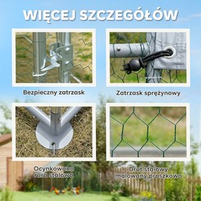 PawHut Wybieg dla kur, duży metalowy wybieg z wodoodporną i odporną na UV pokrywą, klatka dla 10-15 kur, 3 x 3,4 x 1,9 m | Aosom PL