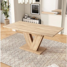 Rozkładany stół jadalny - 140/180 x 80 x 75,5 cm - dla 4-6 osób - nogi w kształcie litery V - styl minimalistyczny - płyta MDF - naturalny