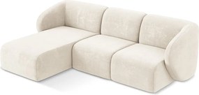 Beżowy narożnik z tkaniny szenilowej (lewostronny/z szezlongiem) Lani – Makamii
