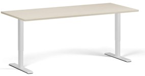 Biurko z regulacją wysokości, 180x80 cm, 1 silnik, biała podstawa, brzoza
