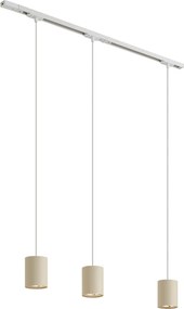 Nowoczesny system szynowy z 3 lampami wiszącymi biały z beżowym 1-fazowy - Iconic Holt