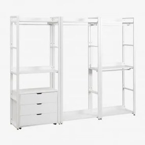 Modułowa Otwarta Szafa 3-częściowa Z Szufladami Ze Stali I Mdf Ariaster Biała - Sklum