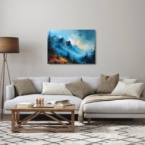 Obraz na szkle - Malowanie gór (70x50 cm)