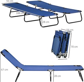 Outsunny Zestaw 2 leżaków składanych ogrodowych z 5-stopniową regulacją oparcia do 120 kg | Aosom PL