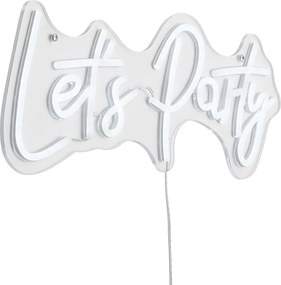 Neonowa lampa ścienna biała z LED - Let's Party