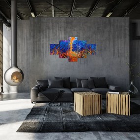 Obraz - Jesienne korony drzew, nowoczesny impresjonizm (125x70 cm)