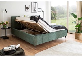 Zielone tapicerowane łóżko dwuosobowe ze schowkiem i stelażem 180x200 cm Lizzano – Meise Möbel
