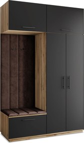 Masseno Garderoba REMA 150/240/60 cm Nowoczesna Szafa do Przedpokoju Dąb wotan, MONOLITH 29 (Brązowy)