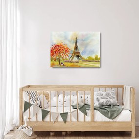 Malowany obraz Wieży Eiffla (70x50 cm)