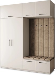 Masseno Garderoba REMA 200/240/60 cm Nowoczesna Szafa do Przedpokoju Kaszmir, MONOLITH 09 (Beżowy)