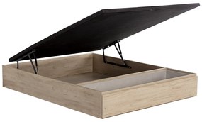 Stelaż ze skrzynią i szufladą 140 × 190 cm – Jasnodrewniany – HESTIA marki YSMÉE