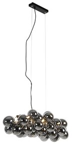 Designerska lampa wisząca czarna z dymionym szkłem 8-świateł - UvasDesignerski Oswietlenie wewnetrzne