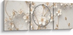 Obraz - Złoty kwiat - abstrakcja (z zegarem) (90x30 cm)