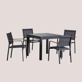 Zestaw 90-180x90 Cm Rozkładany Stół Prostokątny Ze Stopu Aluminium Starmi I 4 Składane Krzesła Ogrodowe Archer - Sklum