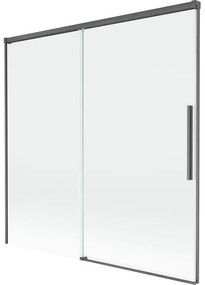 Mexen Rox parawan nawannowy 2-skrzydłowy rozsuwany 160 x 150 cm, transparent, gun gray szczotkowany - 8C9-160-001-66-00