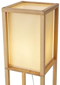 Nowoczesna lampa podłogowa drewniana z beżowym abażurem - Stojan Nowoczesny Oswietlenie wewnetrzne