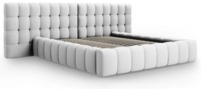Jasnoszare tapicerowane łóżko dwuosobowe ze schowkiem i stelażem 180x200 cm Mamaia – Micadoni Home