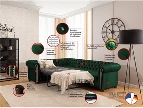 Zielony aksamitny rozkładany narożnik (lewostronny/w kształcie litery L) York Blik – Ropez