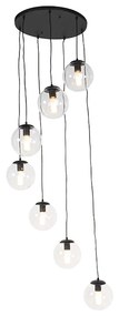 Lampa wisząca w stylu art deco czarna 7-światłowa - Pallon ArtDeco Oswietlenie wewnetrzne