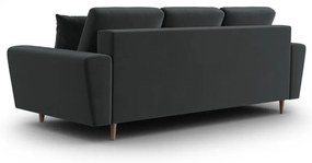 Ciemnoszara aksamitna rozkładana/ze schowkiem sofa 235 cm Kyoto – Cosmopolitan Design