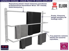 Ścienny Wieszak Biały Na Ręczniki P6-M82