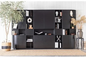Czarny regał modułowy z litego drewna sosnowego 120x210 cm Finca – WOOOD