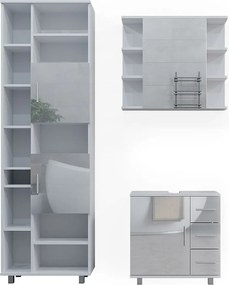 Zestaw mebli łazienkowych biały wysoki połysk 60x33x60.8 ilias