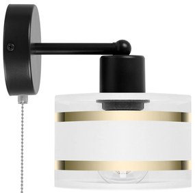 Czarny kinkiet LED z włącznikiem z białym abażurem SHWD-TI-1010SC-WE j