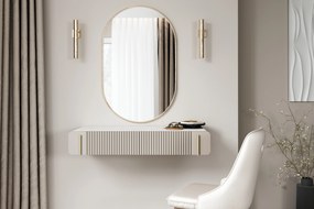 Toaletka Malmi 100 cm wisząca z szufladami - kaszmir / crema bianca / złoty