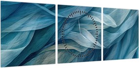 Obraz - Niebieskie i białe fale (z zegarem) (90x30 cm)