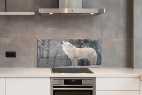 Panel Szklany Dziki Wilk w Zimowej Aurze