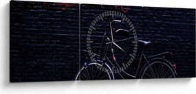 Obraz roweru w Amsterdamie (z zegarem) (90x30 cm)