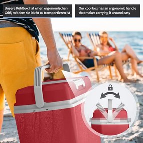 Chłodziarka elektryczna Jago 2 w 1, 20 l, czerwona