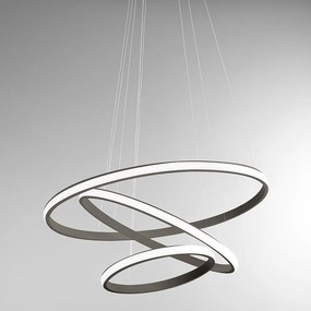 Iole S3 żyrandol LED 60 W, ściemnialny, 3 pierścienie z tytanowego aluminium, ciepłe światło 3000 K, 3000 lm, nowoczesny design